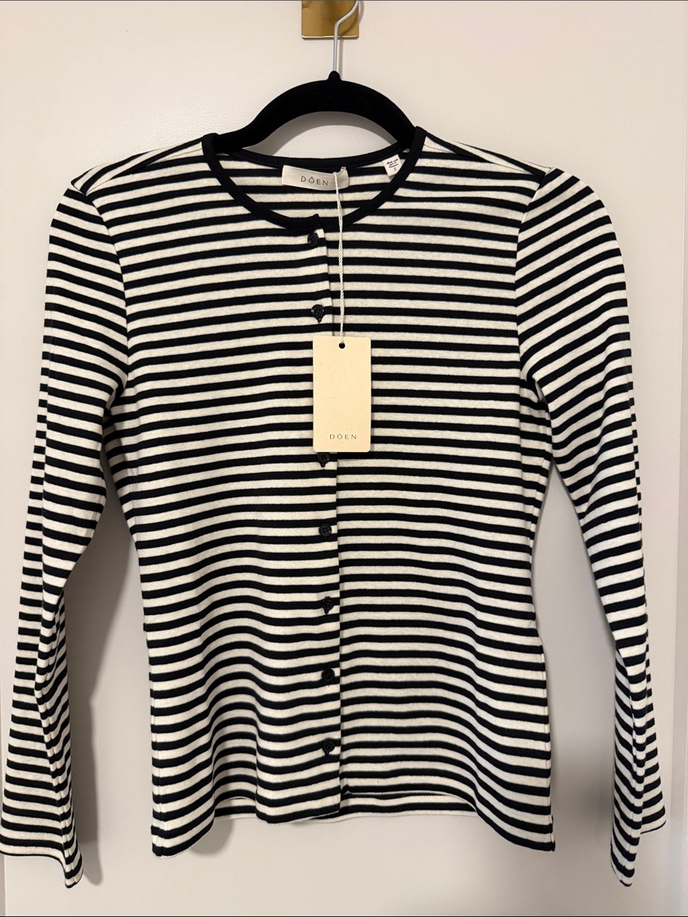 Doen Black & White Striped Amelie Cardigan
